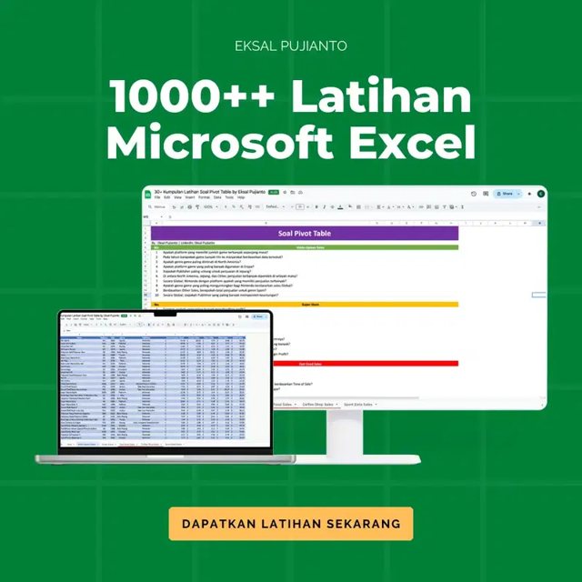 1000++ Latihan Excel + Bonus 20++ Ebook